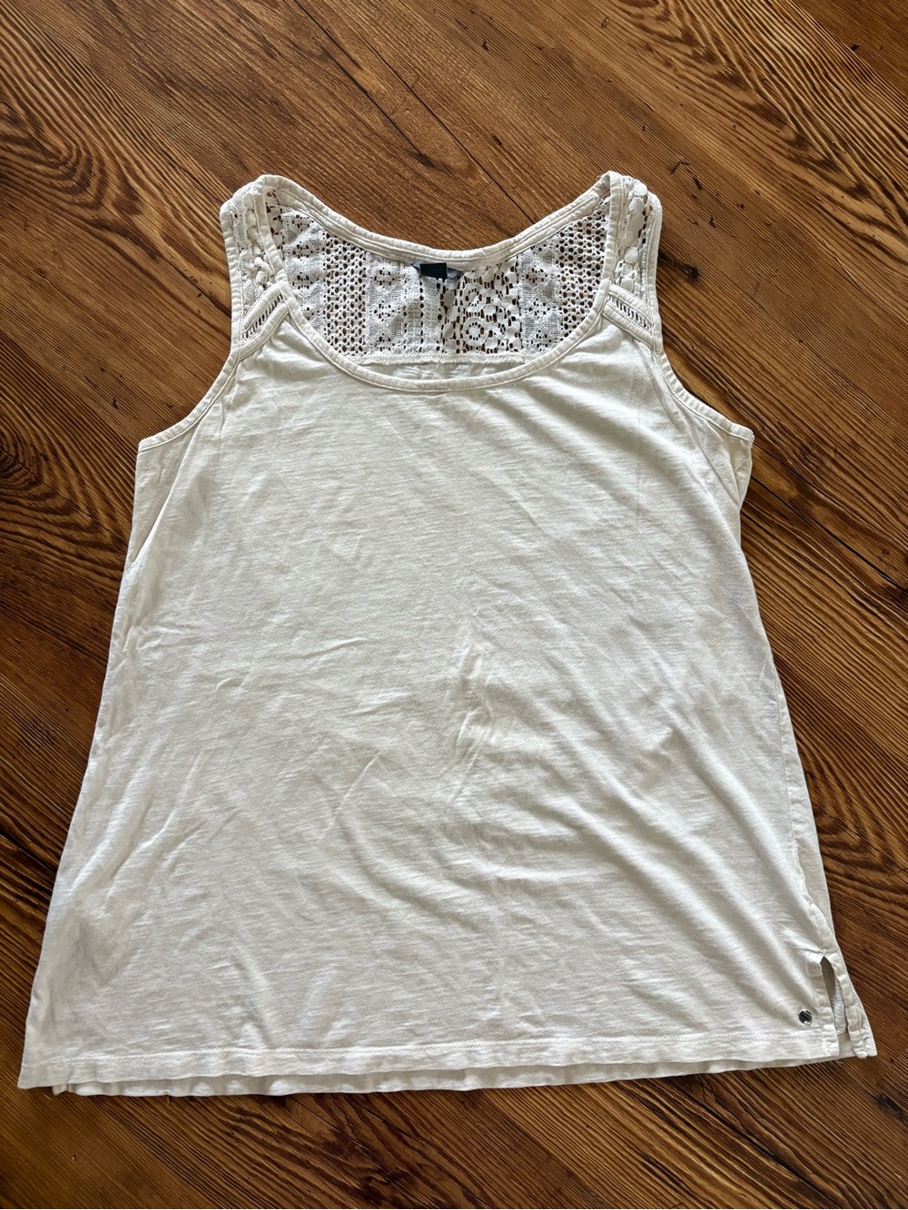 Eddie Bauer tank top blouse lace upper cream women’s size L